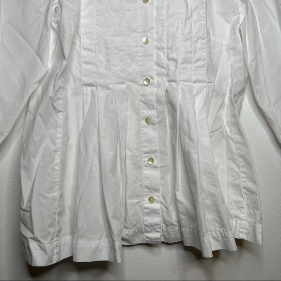 J. Jill White Button Up Pleated Peasant Blouse 3/4 Sleeve Size Small - Picture 4 of 6
